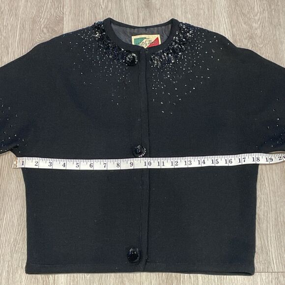 Women Cardigan 10 Holiday Party Layering Sequin Wool Retro Glam Statement - Picture 6 of 8